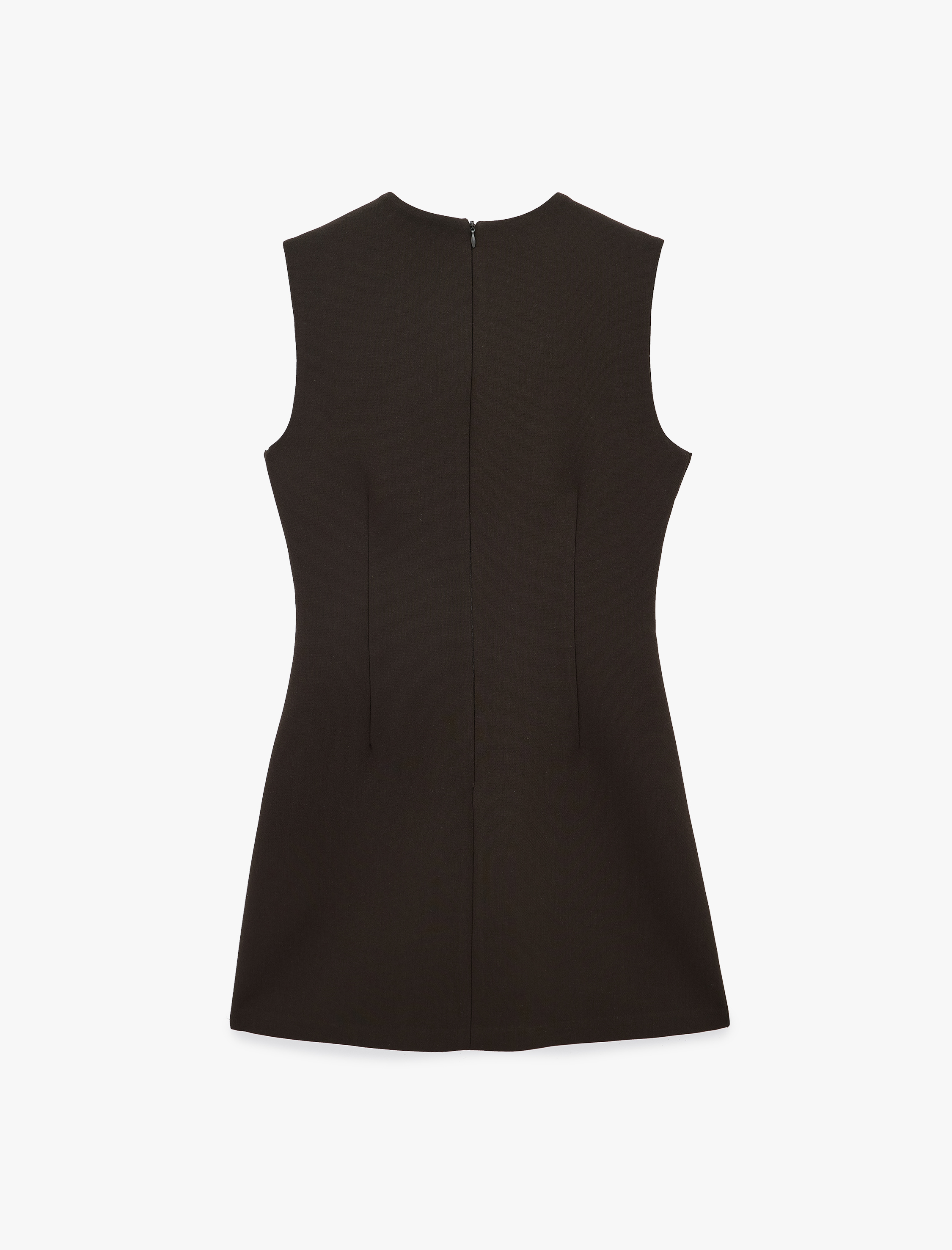   Viskon Karışımlı Dikiş Detaylı Kolsuz Bisiklet Yaka Mini Elbise