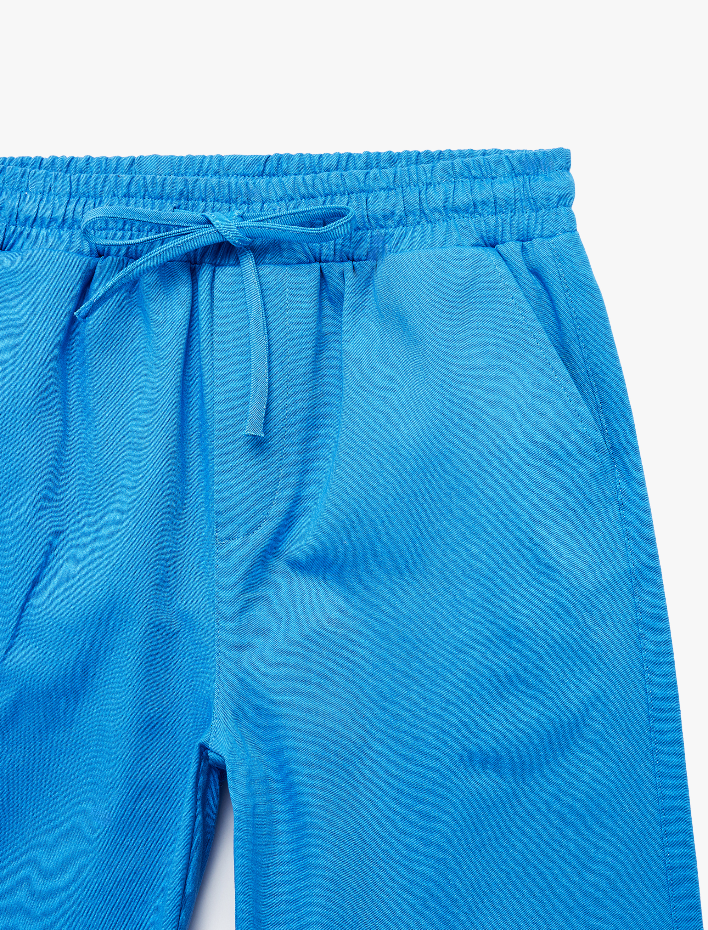  Erkek Çocuk Beli Bağcıklı Cep Detaylı Gabardin Basic Şort