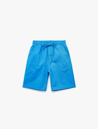 Beli Bağcıklı Cep Detaylı Gabardin Basic Şort