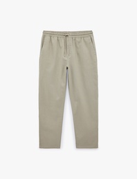 Keten Pamuk Karışımlı Cepli Beli Bağcıklı Pantolon