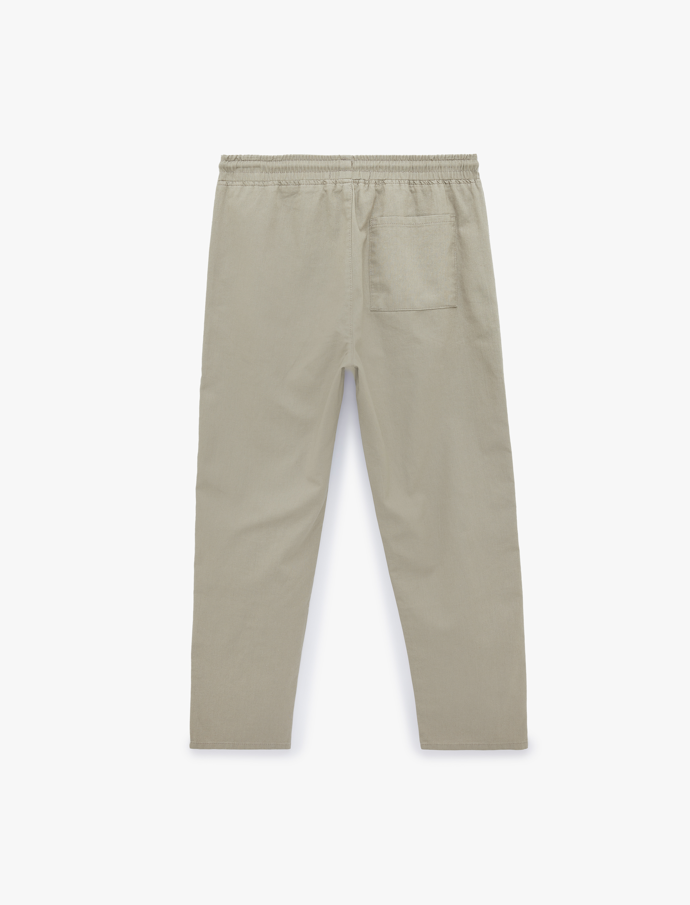   Keten Pamuk Karışımlı Cepli Beli Bağcıklı Pantolon