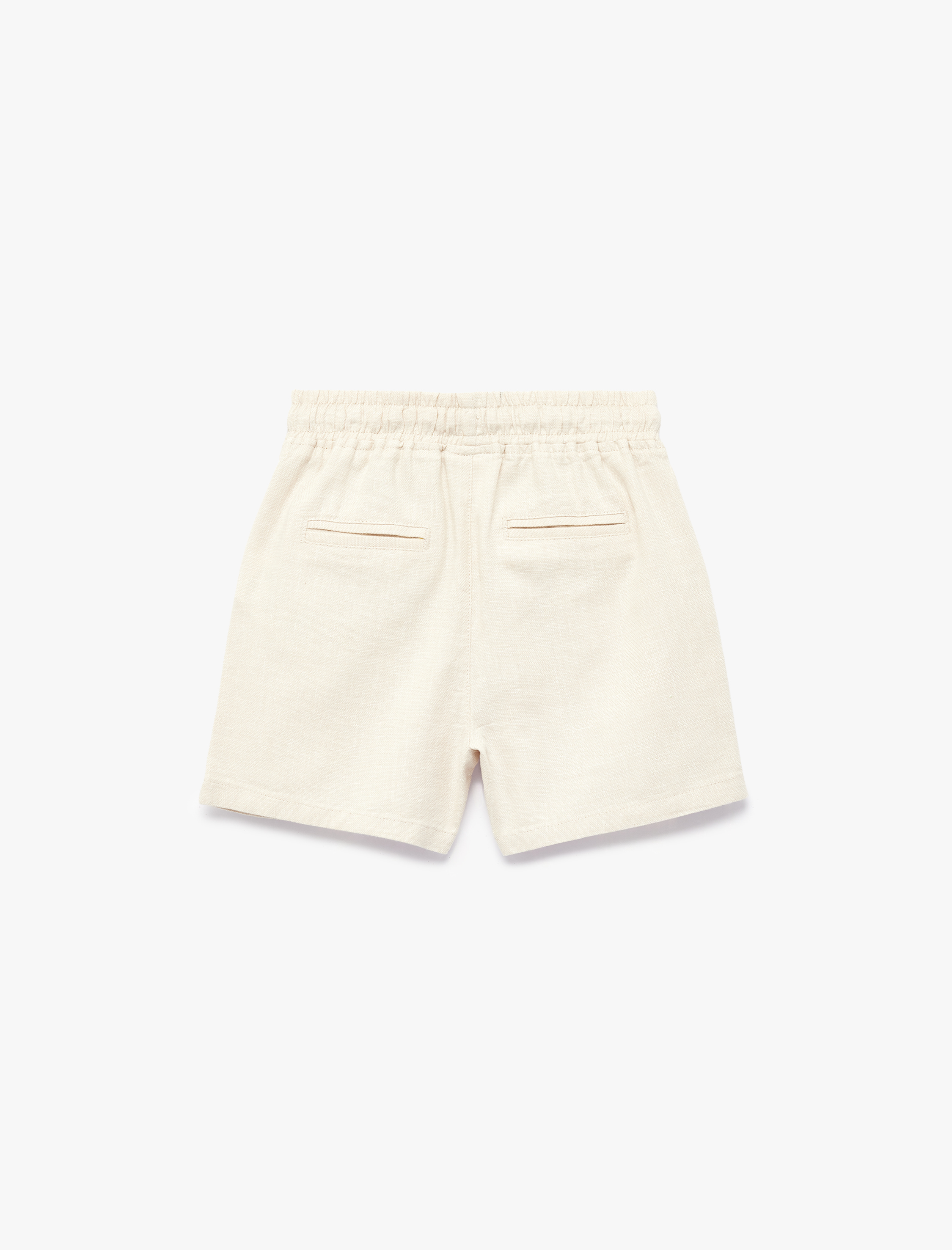 Erkek Bebek Keten ve Pamuk Karışımlı Beli Bağcıklı Bermuda Şort