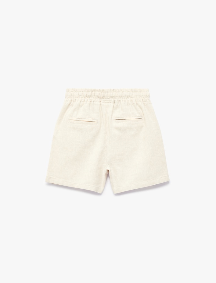 Erkek Bebek Keten ve Pamuk Karışımlı Beli Bağcıklı Bermuda Şort