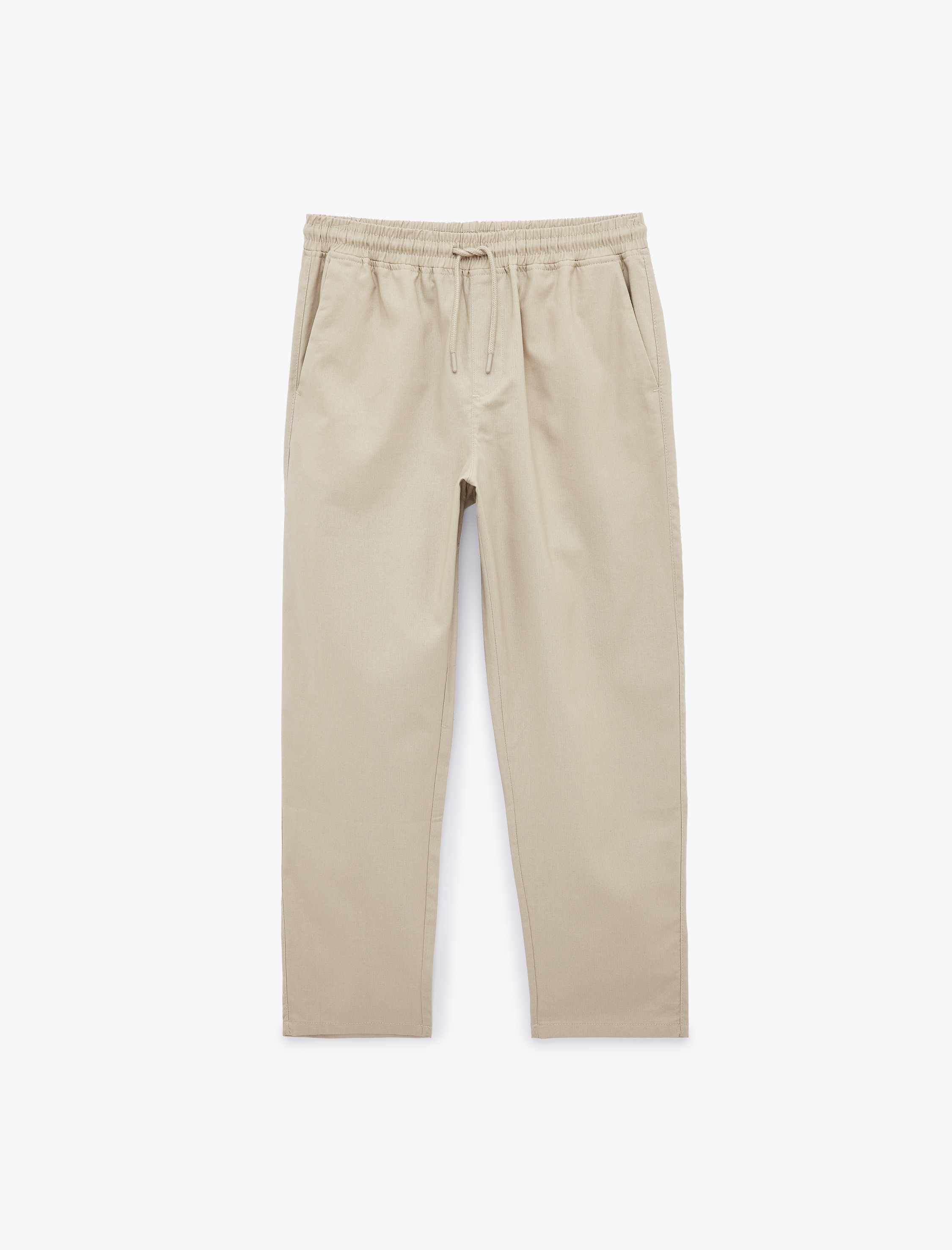   Keten Pamuk Karışımlı Cepli Beli Bağcıklı Pantolon