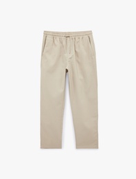 Keten Pamuk Karışımlı Cepli Beli Bağcıklı Pantolon