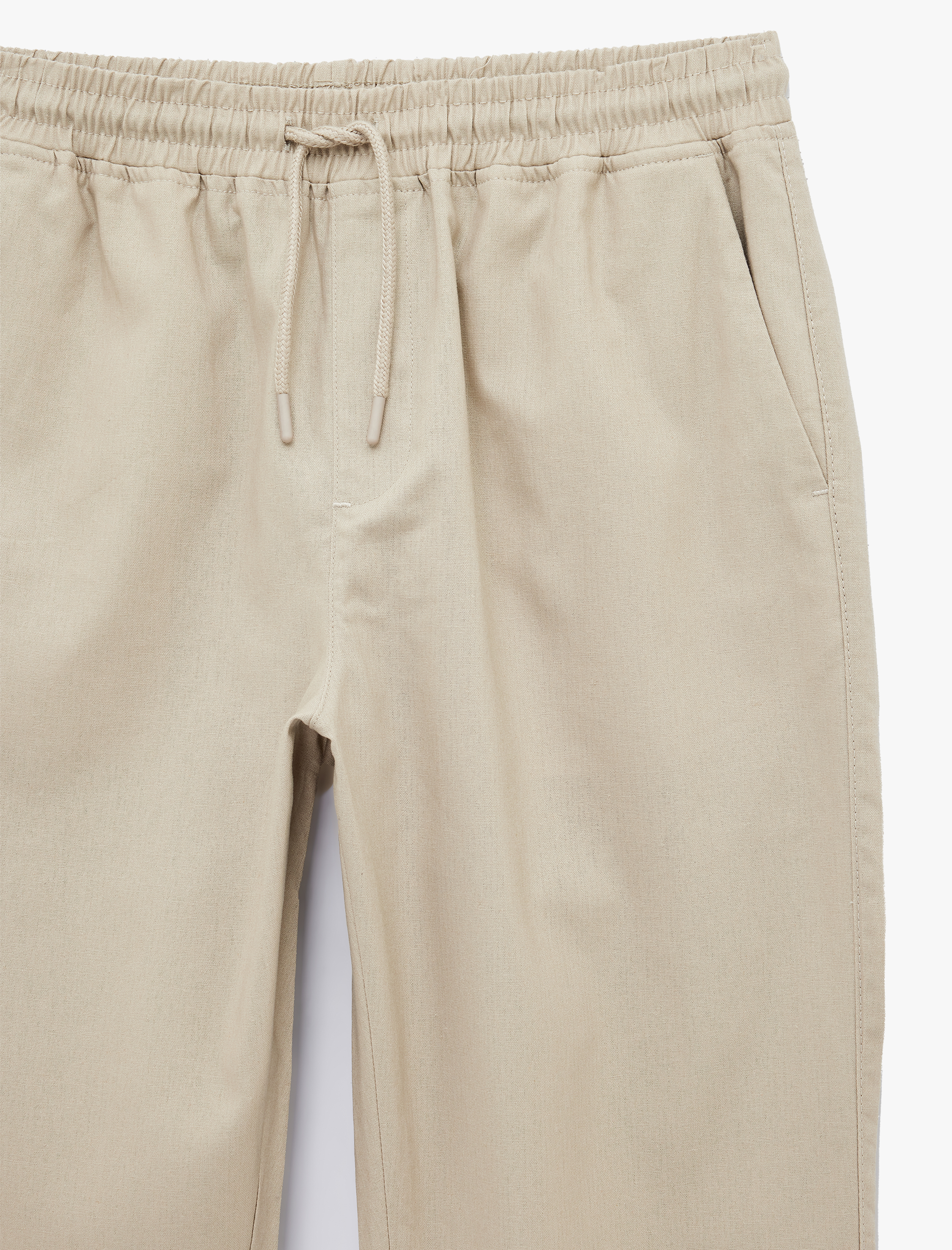   Keten Pamuk Karışımlı Cepli Beli Bağcıklı Pantolon