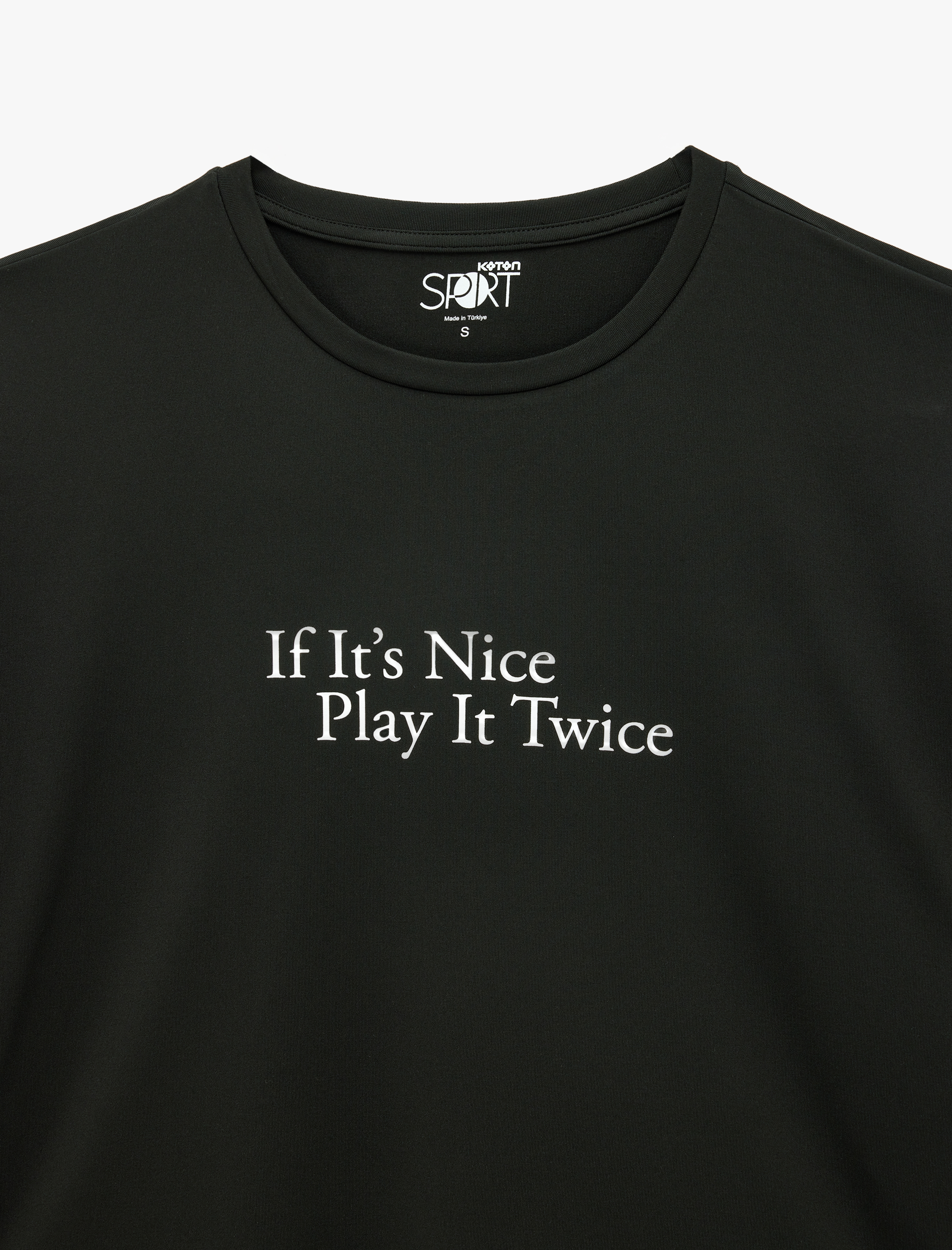   Rahat Kalıp Kısa Kollu Bisiklet Yaka Baskılı Spor Tişört