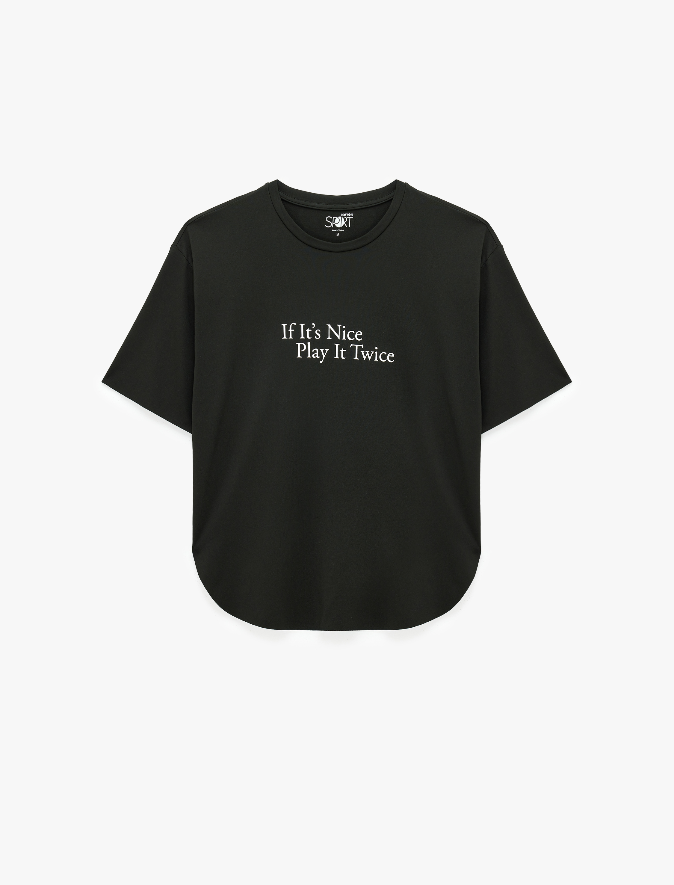   Rahat Kalıp Kısa Kollu Bisiklet Yaka Baskılı Spor Tişört