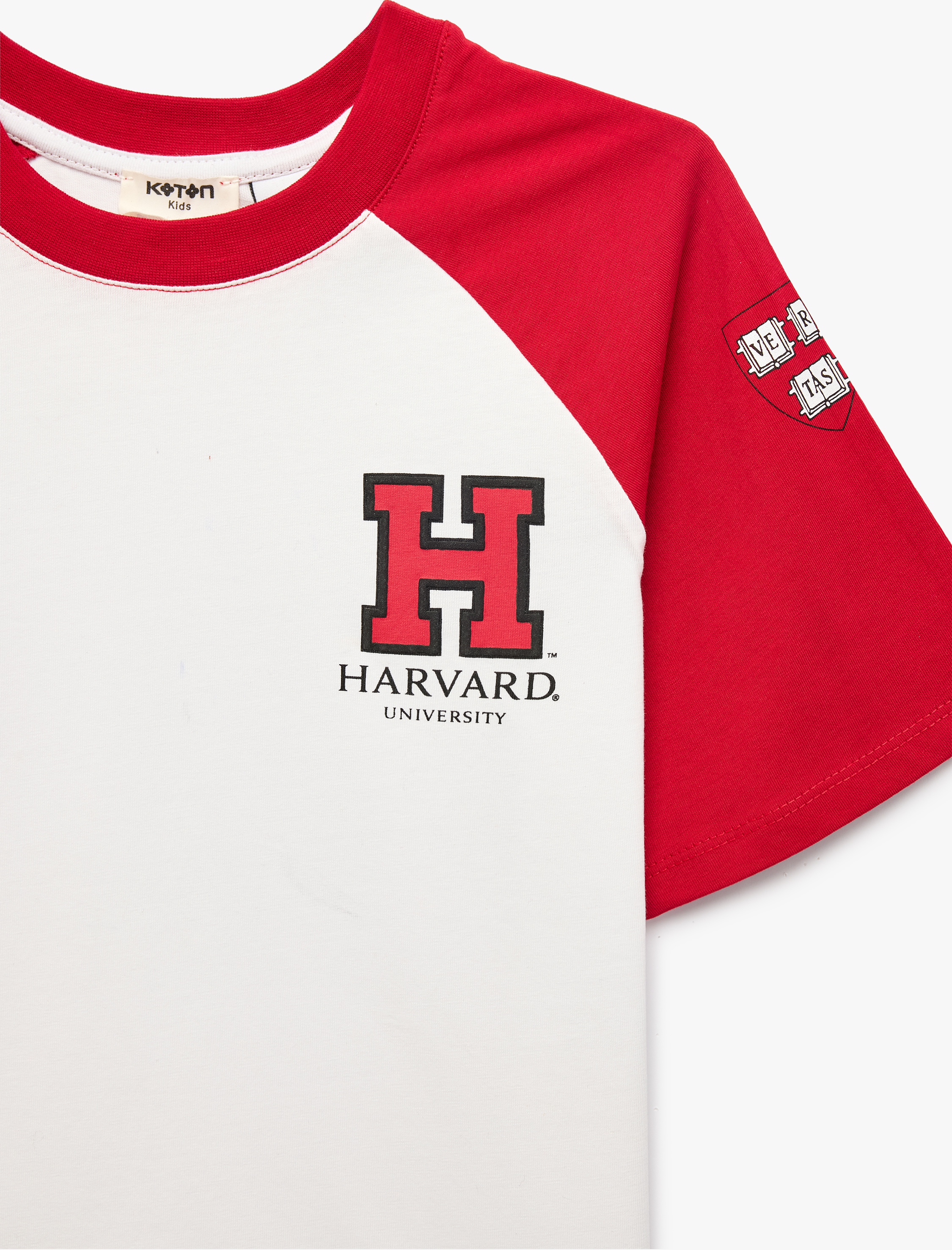  Erkek Çocuk Harvard Baskılı Pamuklu Kısa Kollu Bisiklet Yaka Lisanslı Tişört