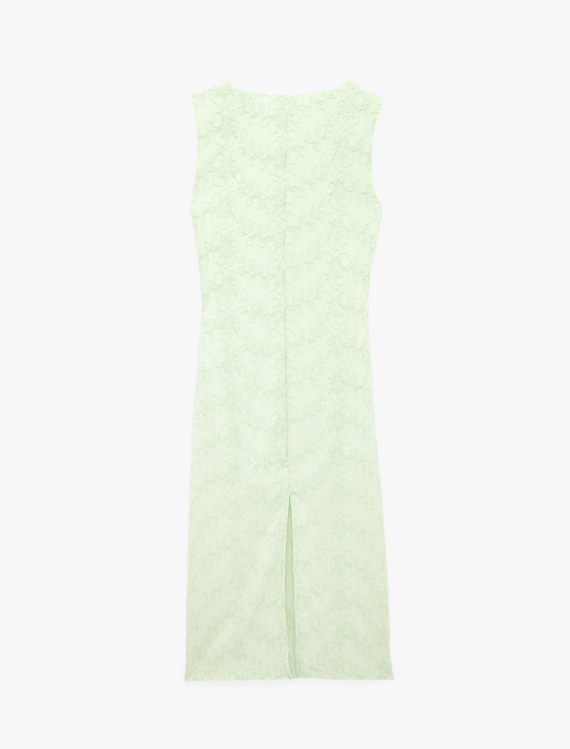   Kolsuz Bisiklet Yaka Drapeli Çiçek Nakışlı Uzun Elbise