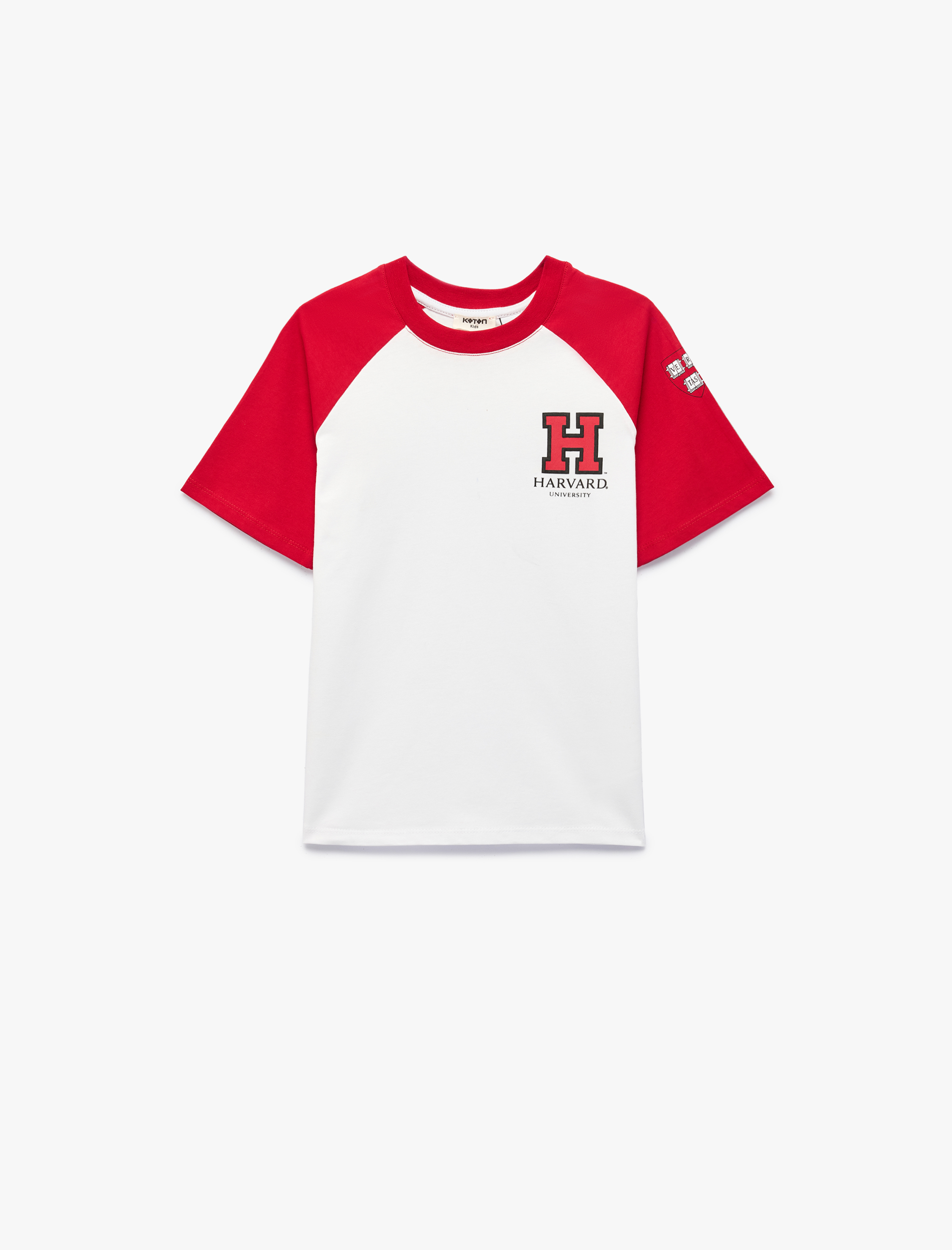  Erkek Çocuk Harvard Baskılı Pamuklu Kısa Kollu Bisiklet Yaka Lisanslı Tişört