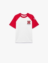 Harvard Baskılı Pamuklu Kısa Kollu Bisiklet Yaka Lisanslı Tişört