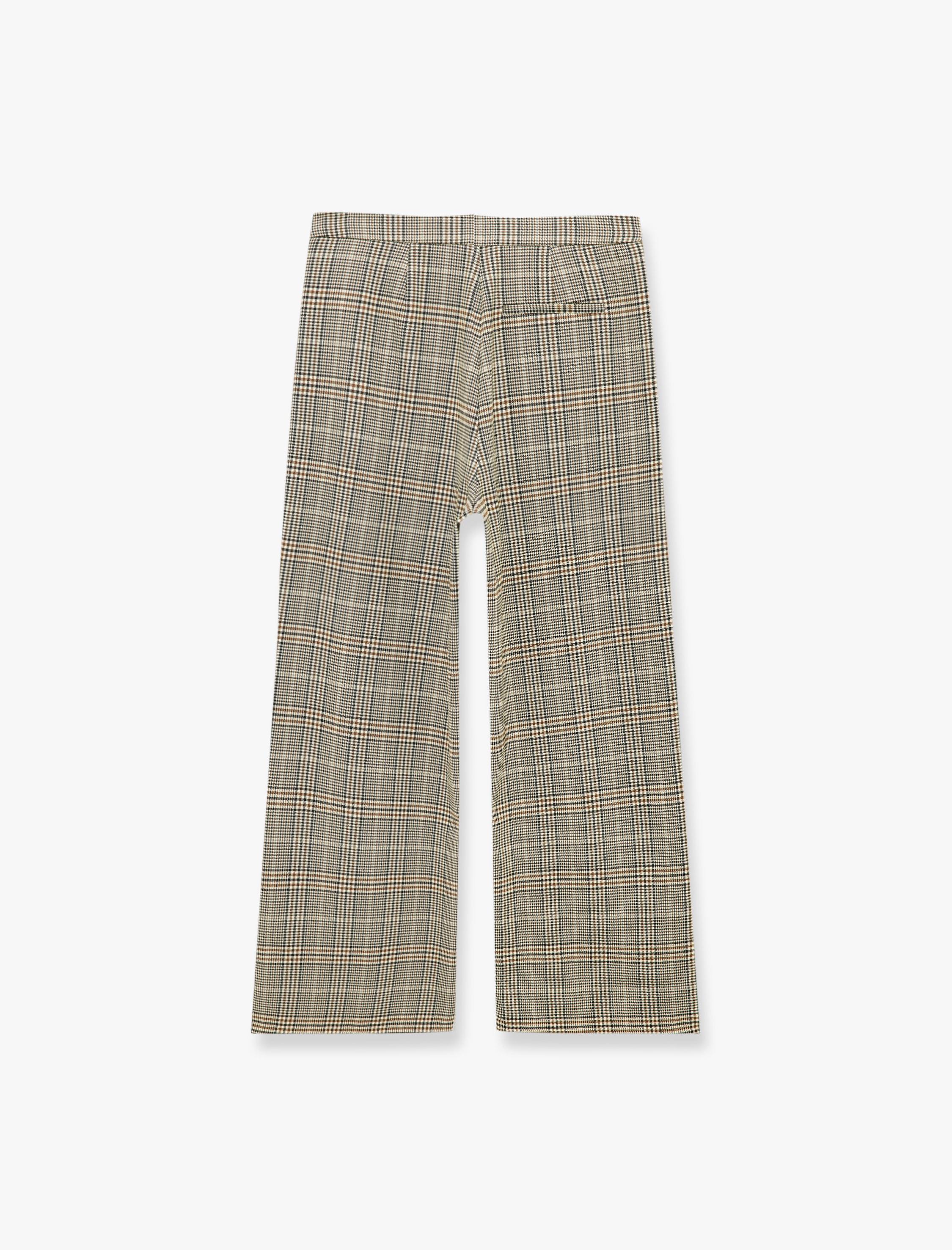   Yüksek Bel Viskon Karışımlı Düz Paça Ekoseli Balon Pantolon