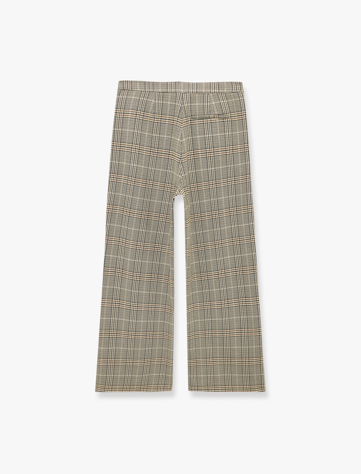  Yüksek Bel Viskon Karışımlı Düz Paça Ekoseli Balon Pantolon