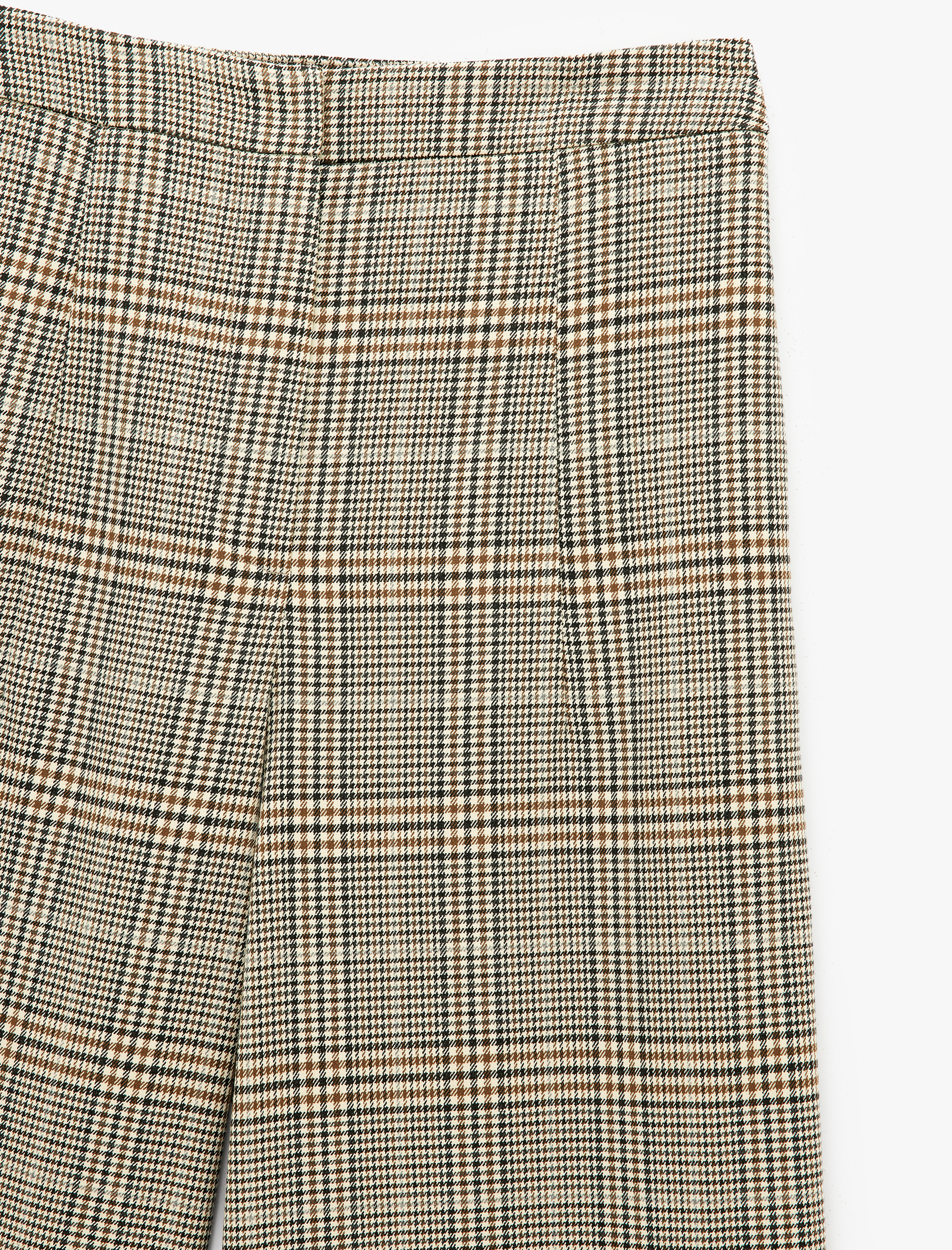   Yüksek Bel Viskon Karışımlı Düz Paça Ekoseli Balon Pantolon