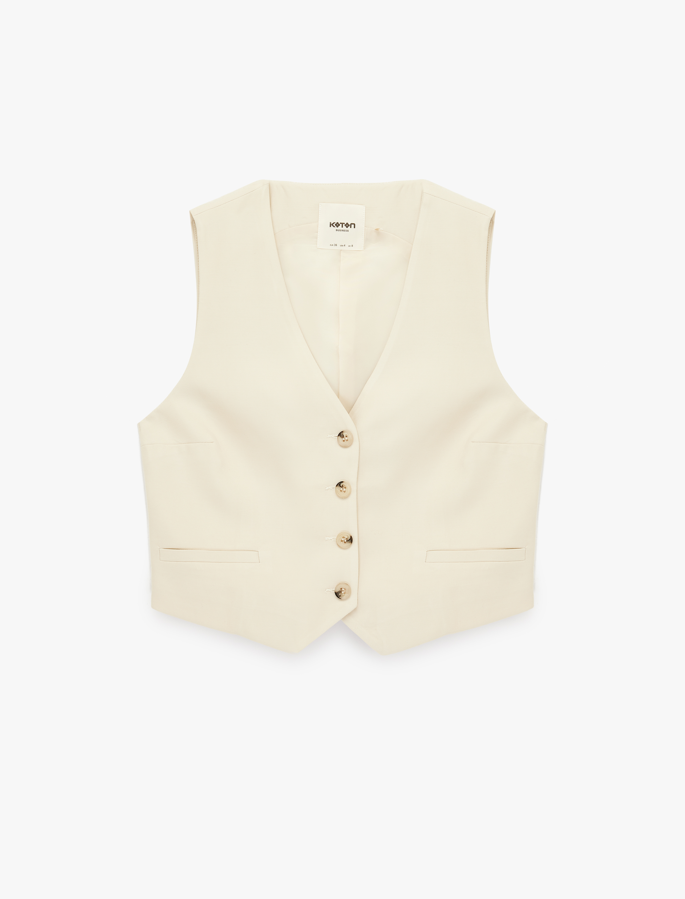   Viskon Düğmeli V Yaka Kolsuz Yelek