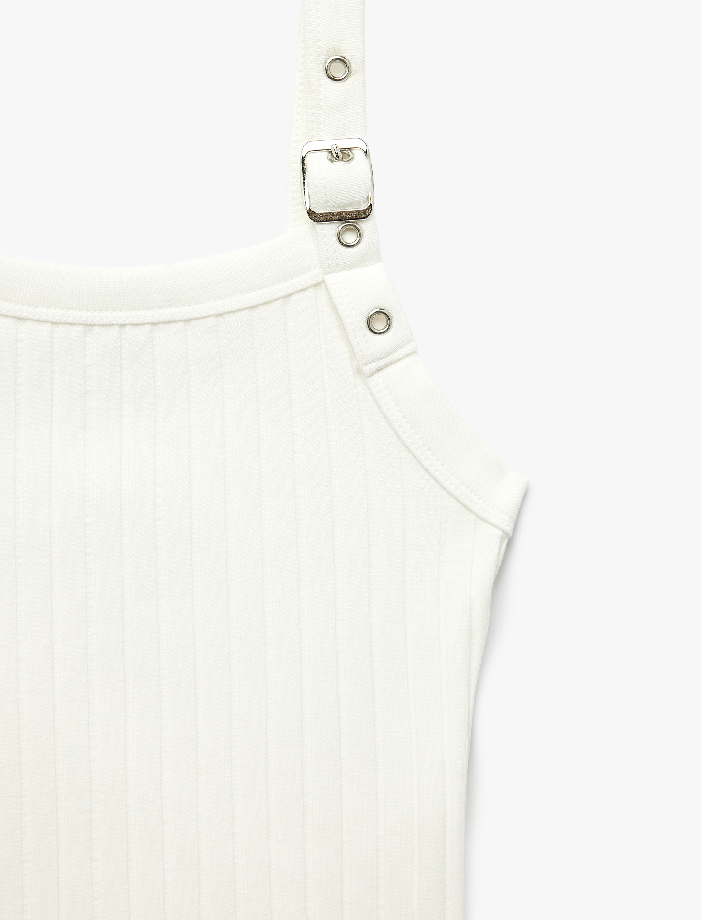  Kız Çocuk Ribanalı Toka Detaylı Askılı Crop Atlet