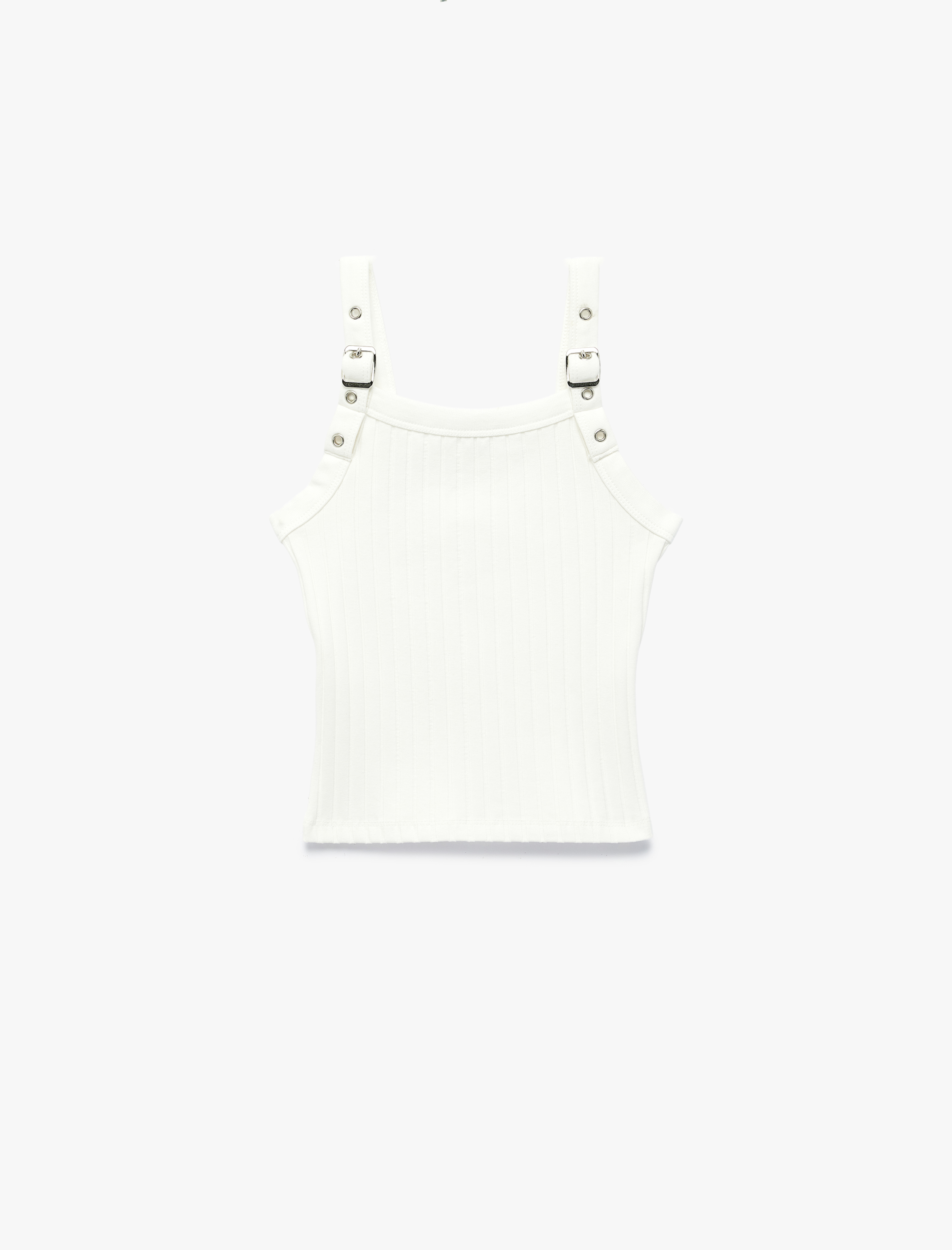  Kız Çocuk Ribanalı Toka Detaylı Askılı Crop Atlet