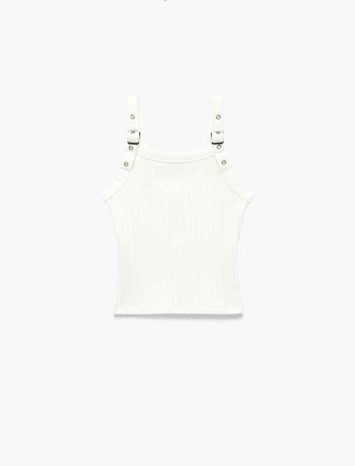 Kız Çocuk Ribanalı Toka Detaylı Askılı Crop Atlet