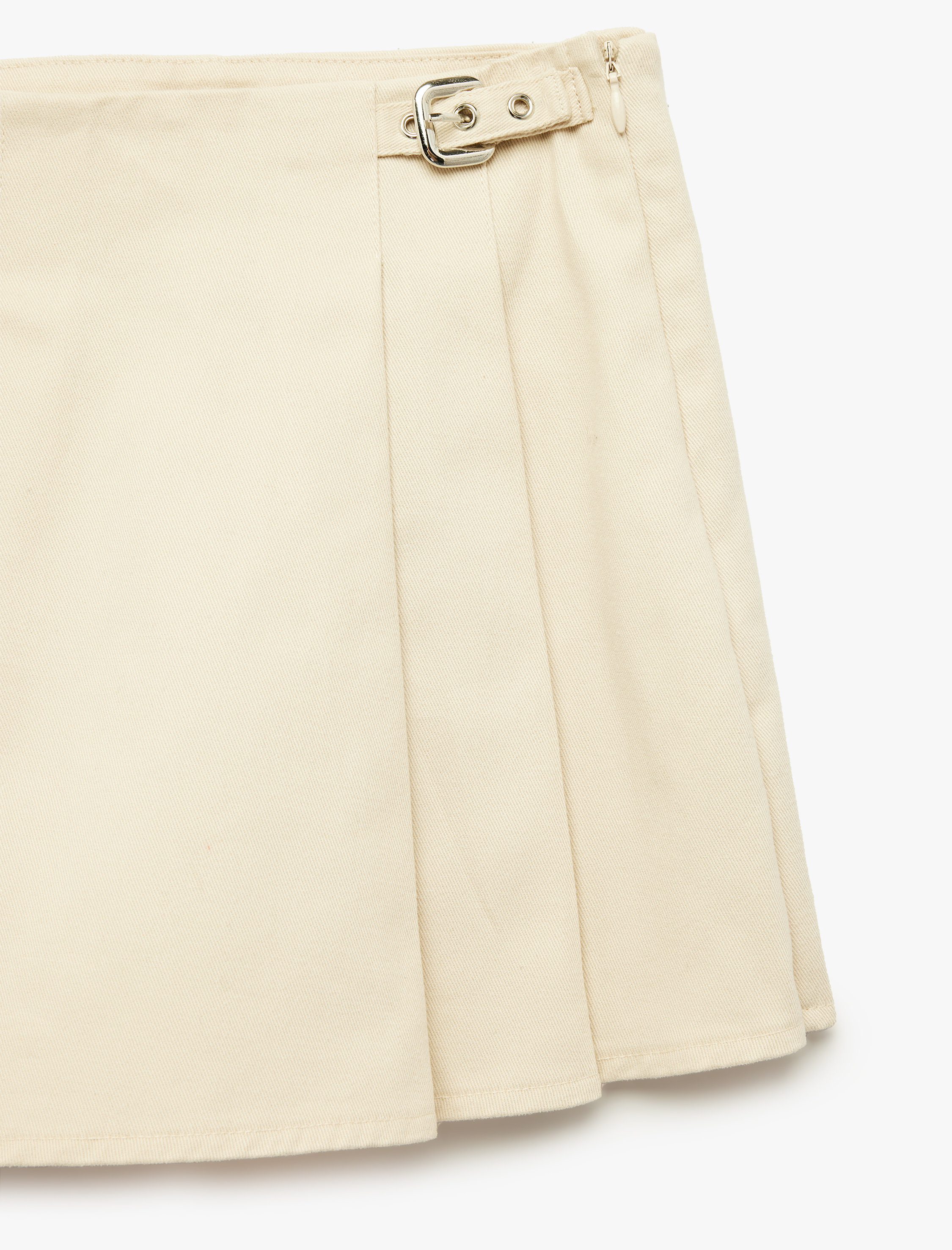  Kız Çocuk Metal Toka Detaylı Pamuklu Pileli Şort Etek