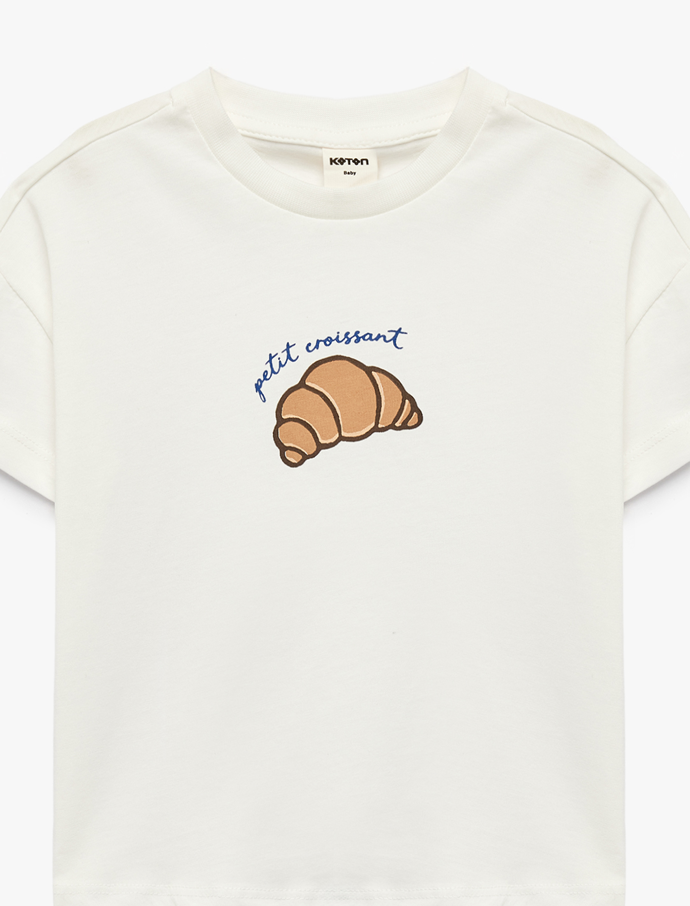  Kız Bebek Kısa Kollu Bisiklet Yaka Pamuklu Baskılı Tişört