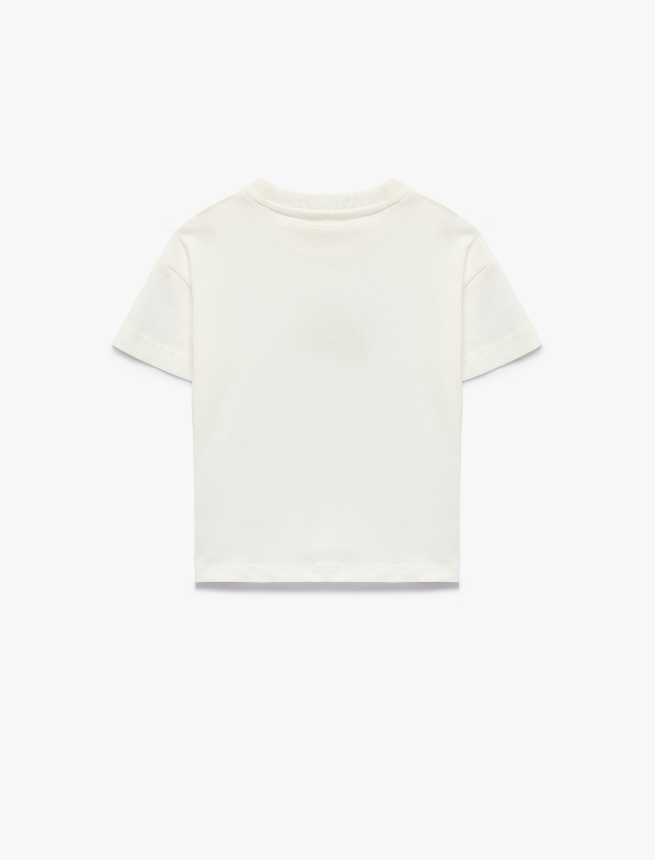  Kız Bebek Kısa Kollu Bisiklet Yaka Pamuklu Baskılı Tişört