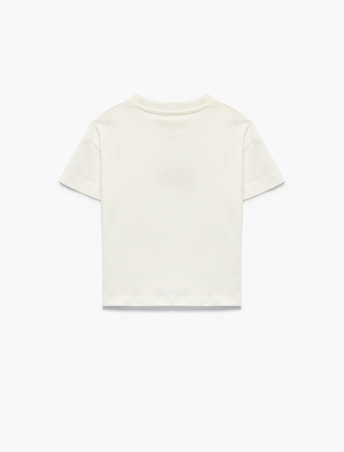 Kız Bebek Kısa Kollu Bisiklet Yaka Pamuklu Baskılı Tişört