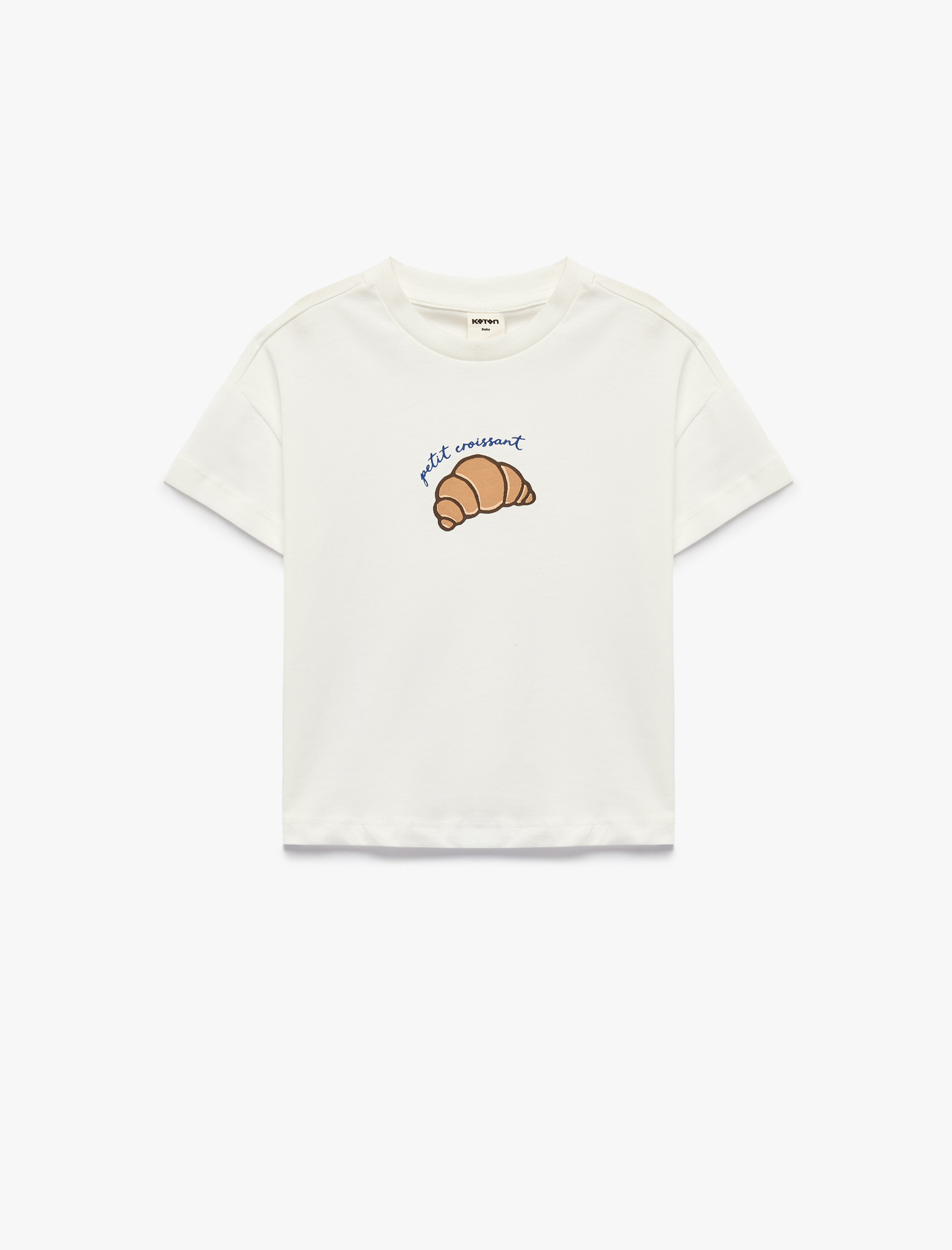  Kız Bebek Kısa Kollu Bisiklet Yaka Pamuklu Baskılı Tişört