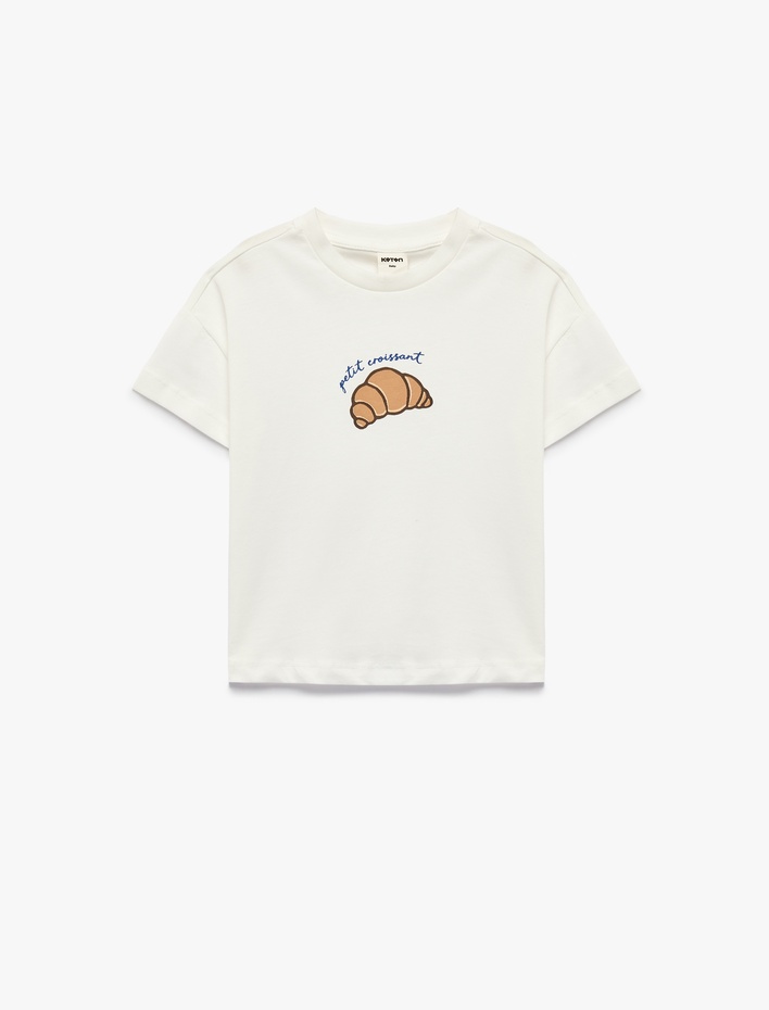 Kız Bebek Kısa Kollu Bisiklet Yaka Pamuklu Baskılı Tişört