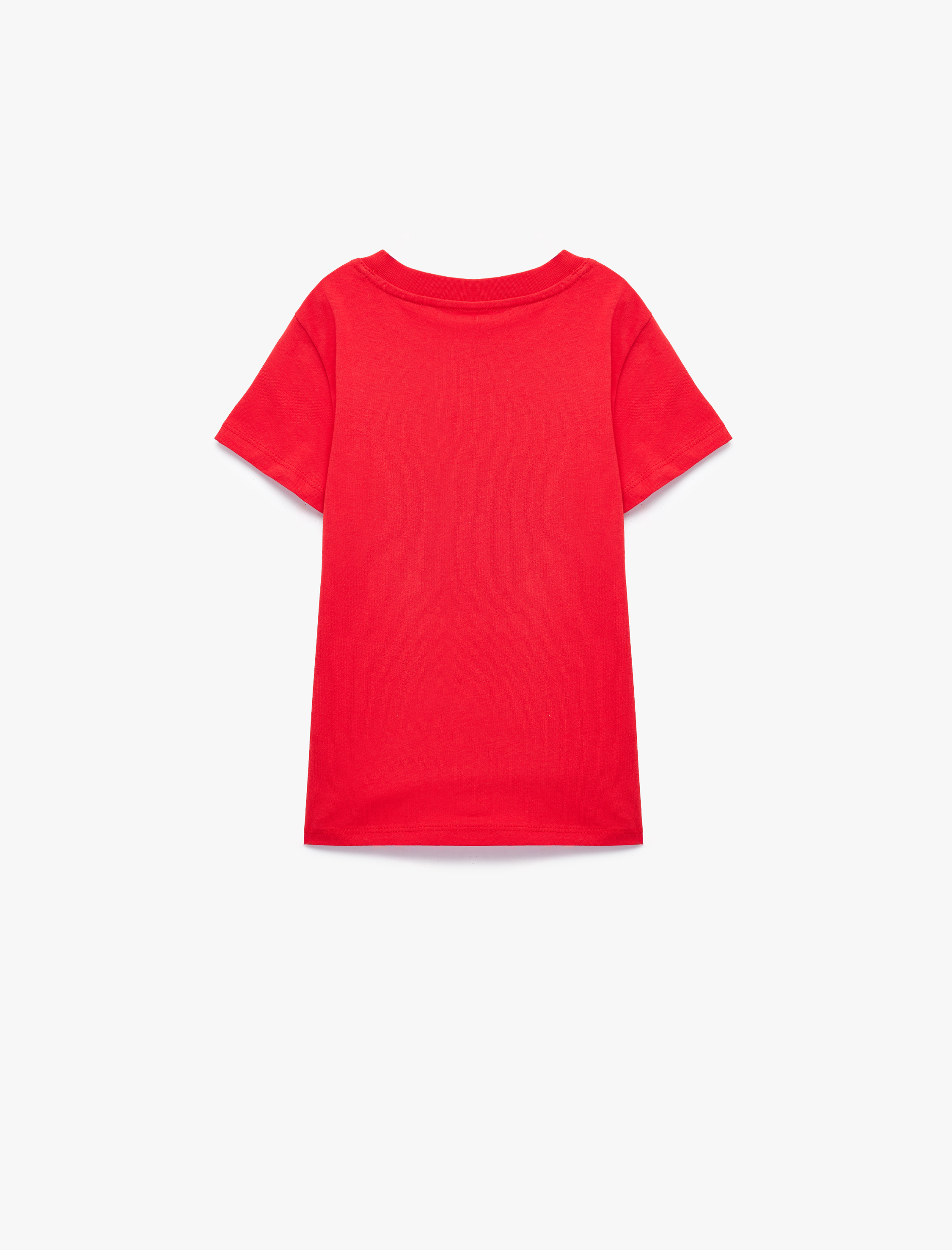  Kız Çocuk Kedi Baskılı Kısa Kollu Bisiklet Yaka Pamuklu Tişört