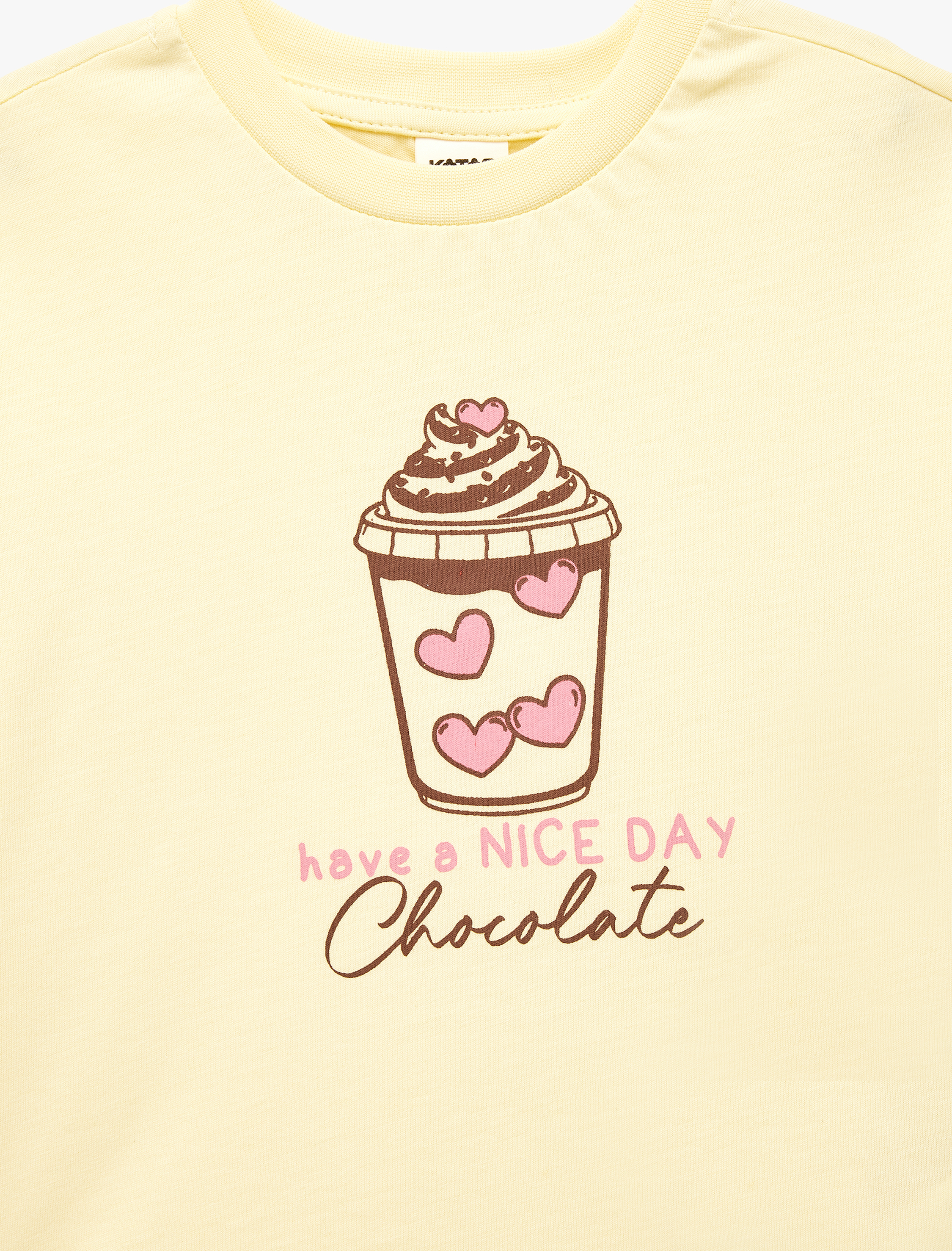  Kız Bebek Bisiklet Yaka Kısa Kollu Pamuklu Baskılı Tişört