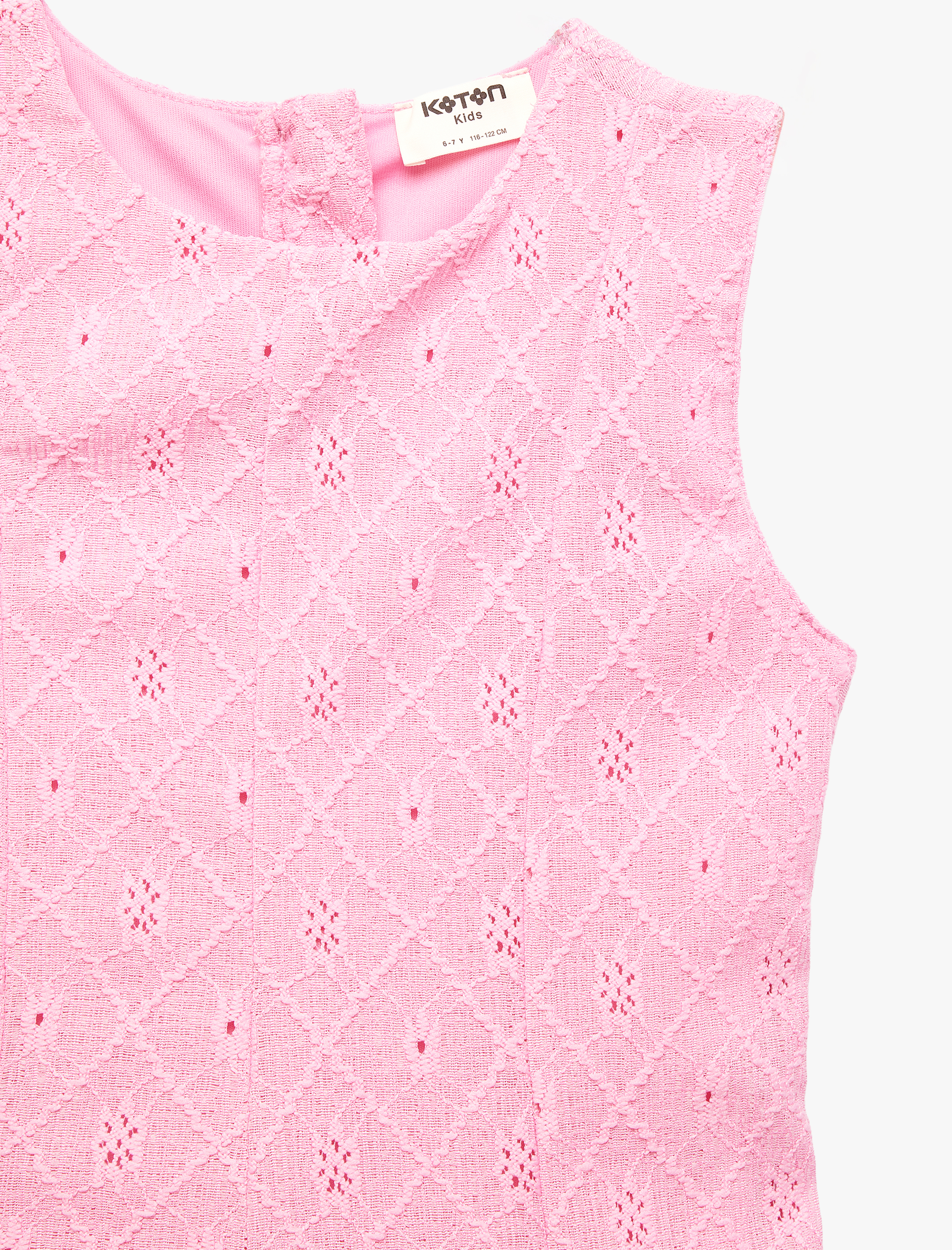  Kız Çocuk Bürümcük Kumaş Bisiklet Yaka Kolsuz Brodeli Elbise