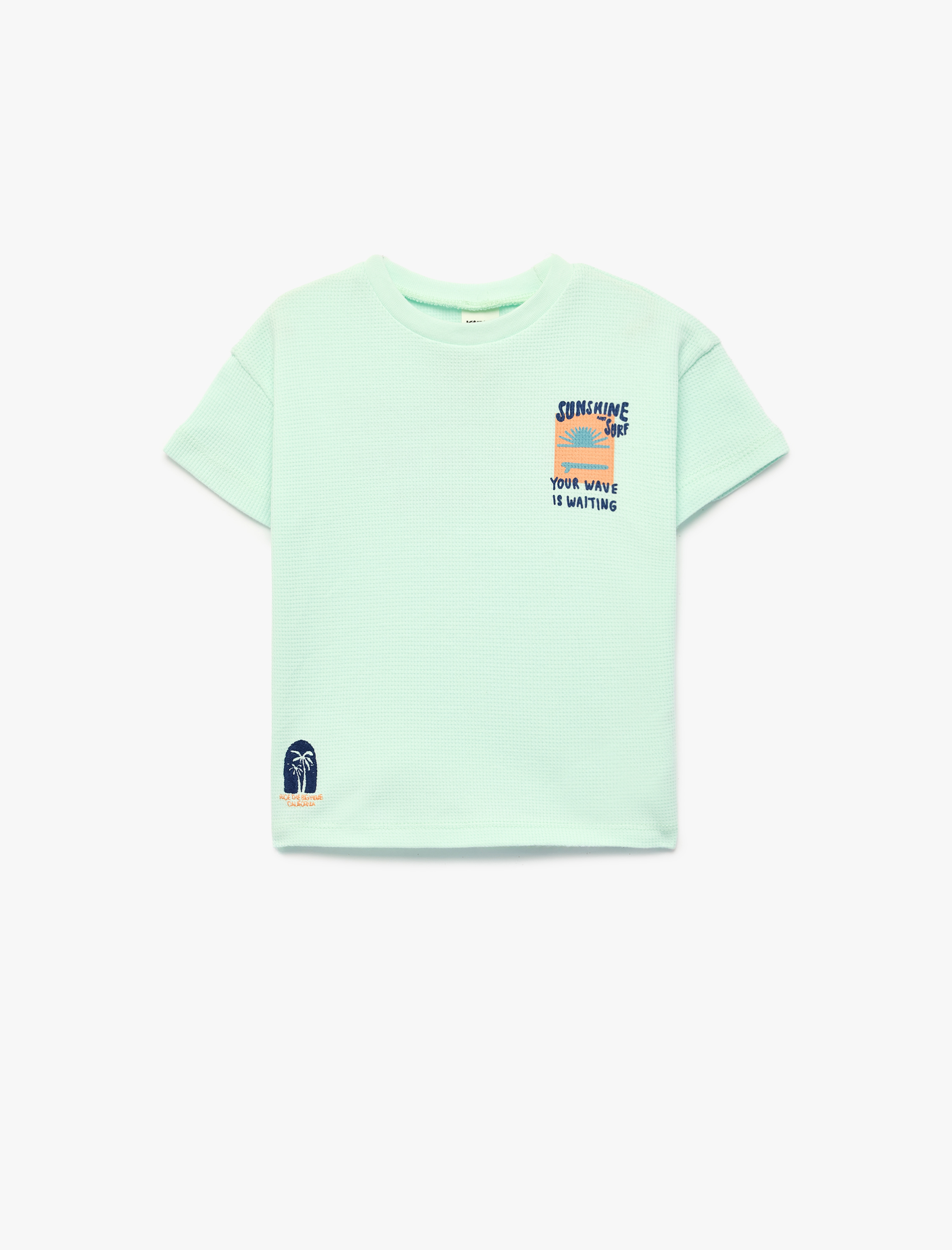  Erkek Bebek Pamuklu Kısa Kollu Bisiklet Yaka Baskılı Dokulu Oversize Tişört