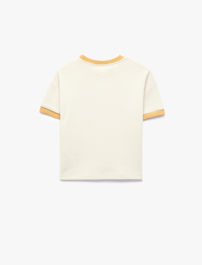 Erkek Bebek Köpek Nakış Detaylı Kısa Kollu Bisiklet Yaka Pamuklu Tişört