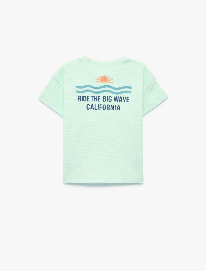 Erkek Bebek Pamuklu Kısa Kollu Bisiklet Yaka Baskılı Dokulu Oversize Tişört