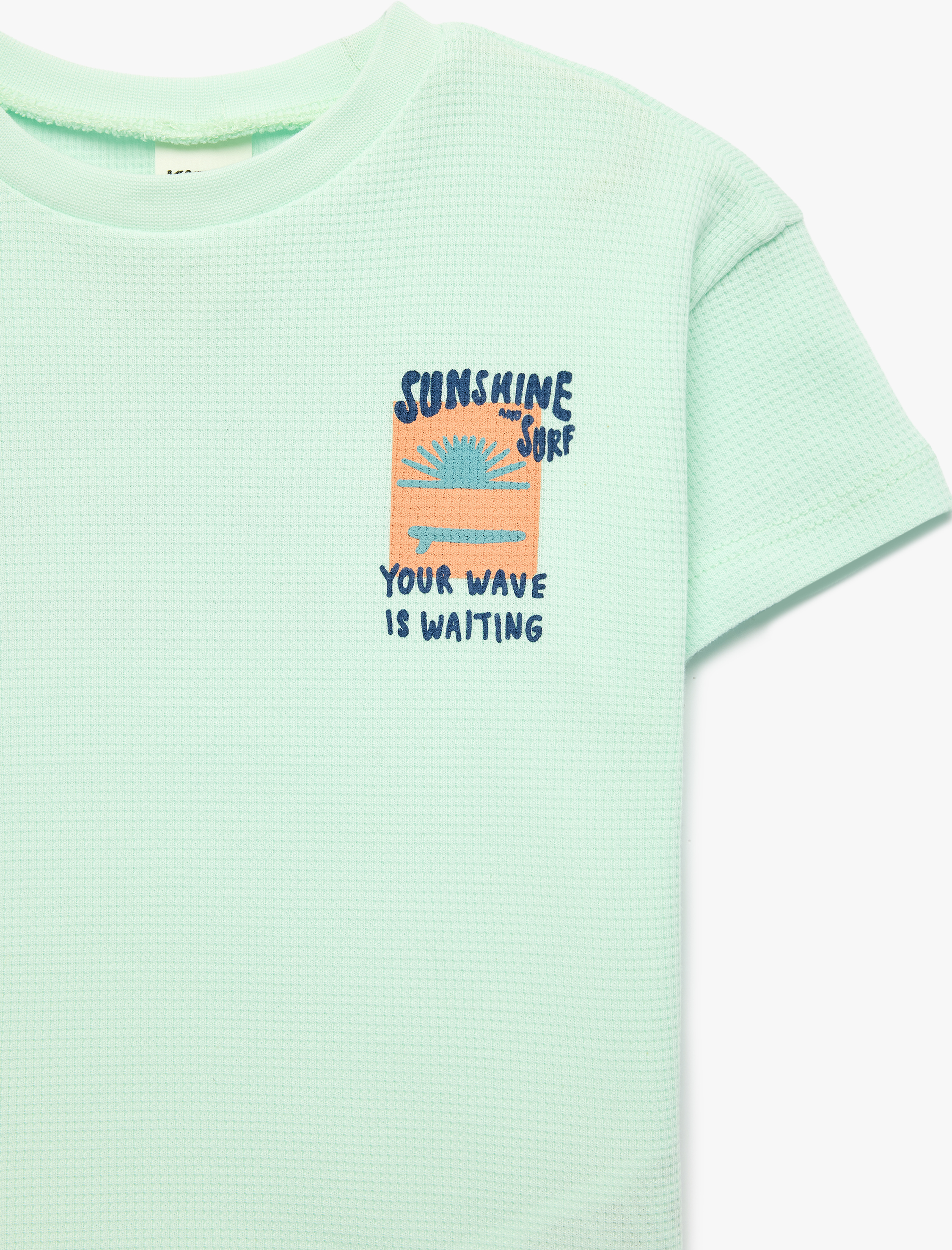  Erkek Bebek Pamuklu Kısa Kollu Bisiklet Yaka Baskılı Dokulu Oversize Tişört