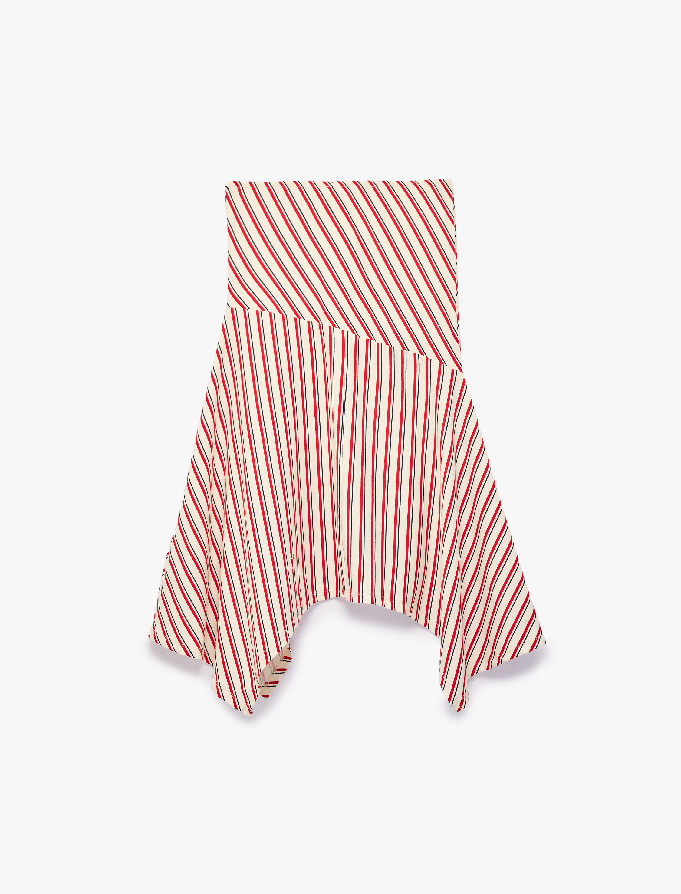  Kız Çocuk Pamuklu Asimetrik Kesim Çizgili Midi Etek