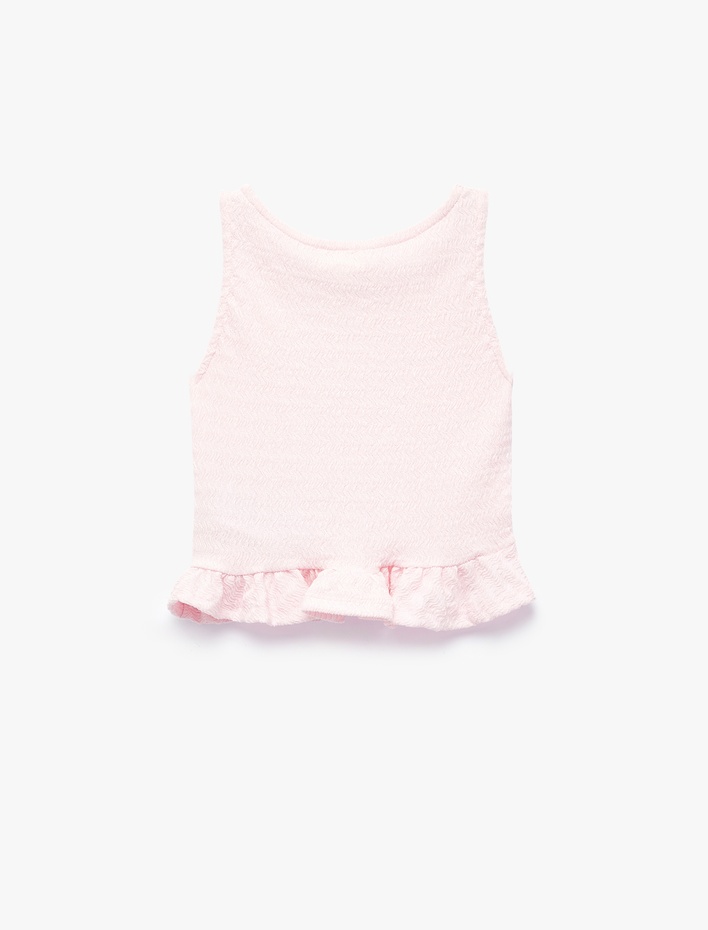 Kız Çocuk Bisiklet Yaka Kolsuz Fırfır Detaylı Bluz