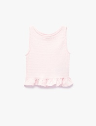 Bisiklet Yaka Kolsuz Fırfır Detaylı Bluz