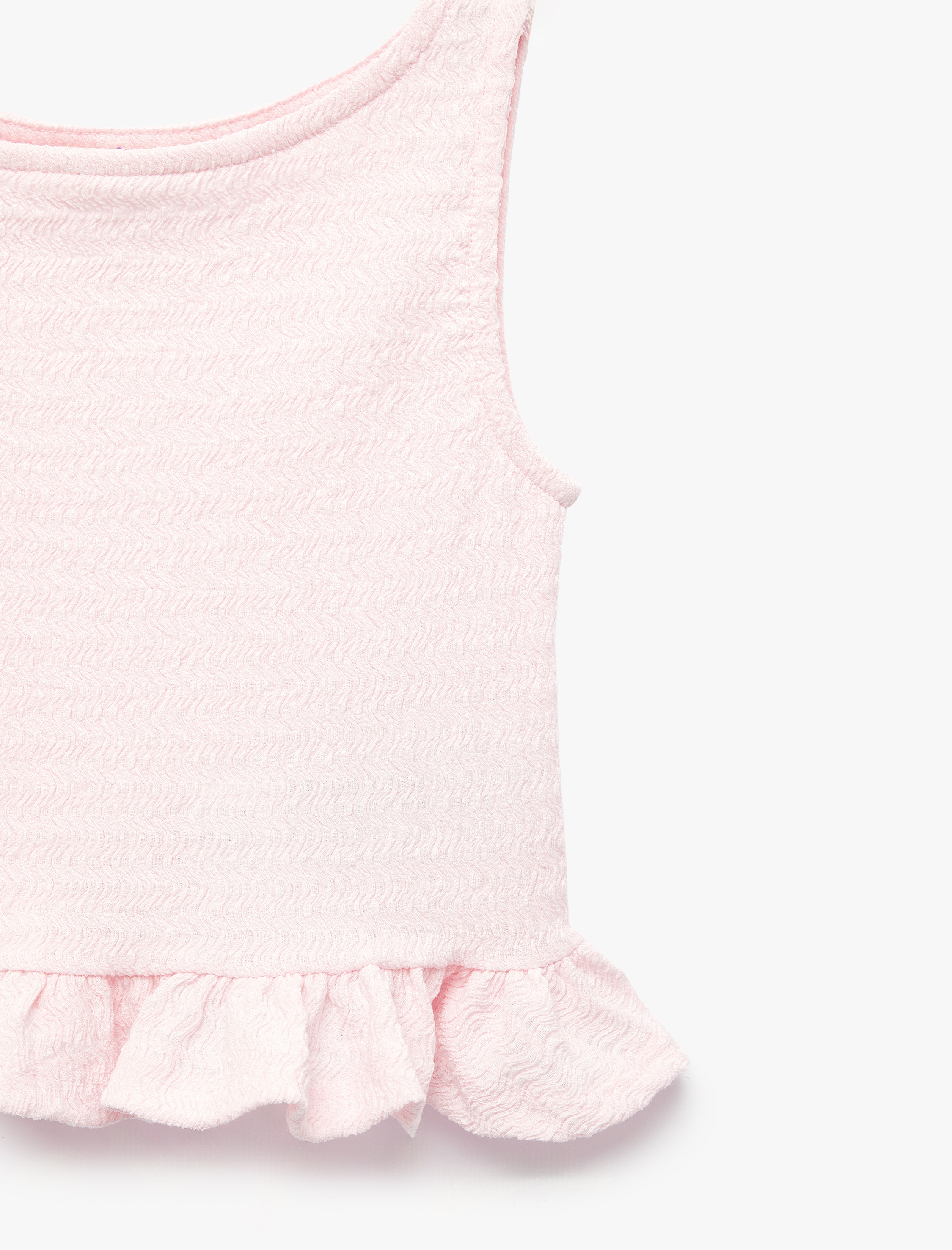  Kız Çocuk Bisiklet Yaka Kolsuz Fırfır Detaylı Bluz