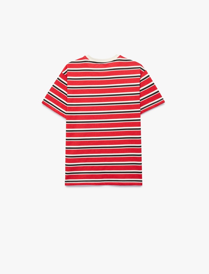 Erkek Çocuk Pamuklu Baskılı Kısa Kollu Bisiklet Yaka Çizgili Tişört