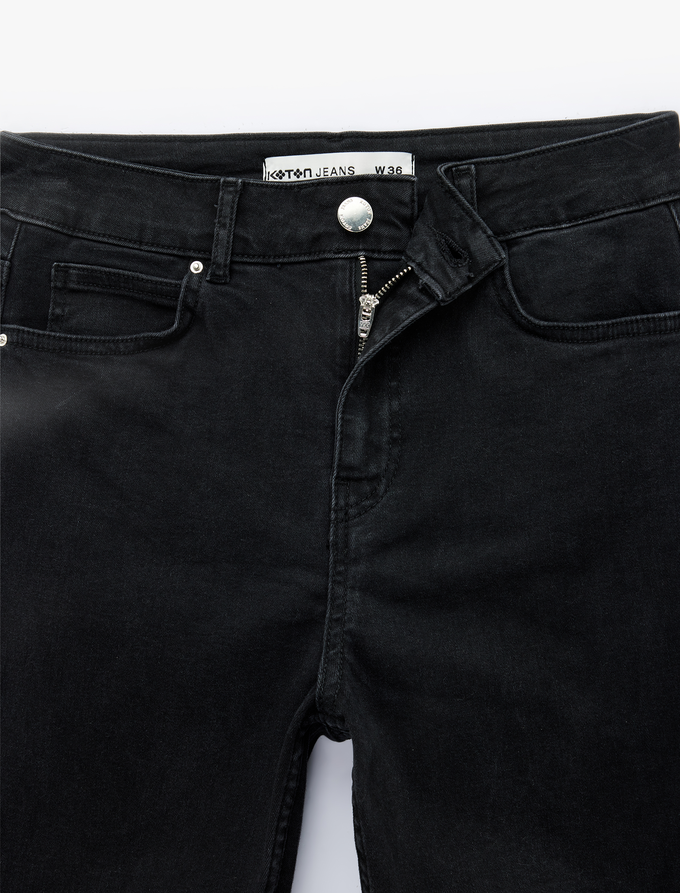   Pamuklu Dar Kalıp Yüksek Bel Denim Kapri Pantolon