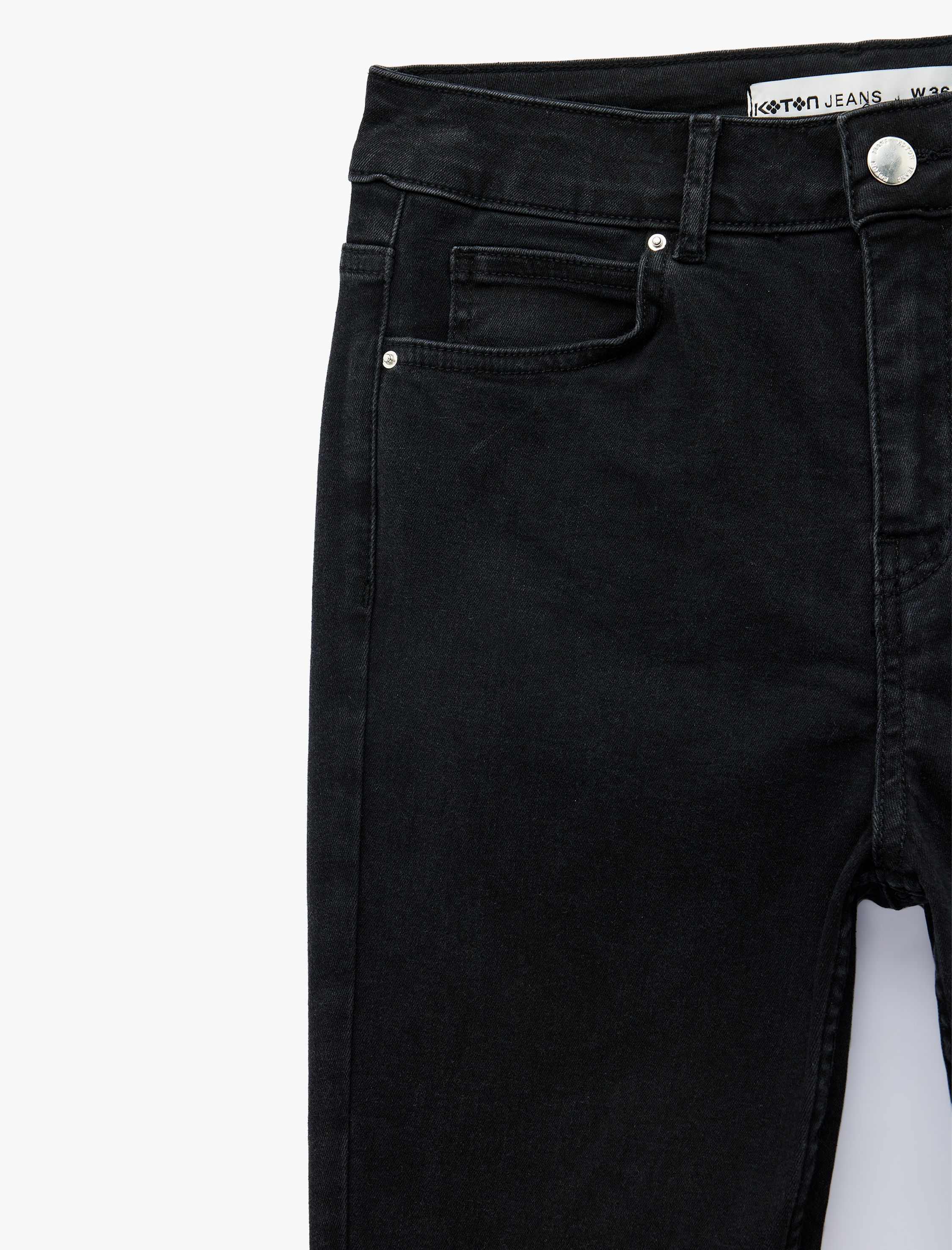   Pamuklu Dar Kalıp Yüksek Bel Denim Kapri Pantolon