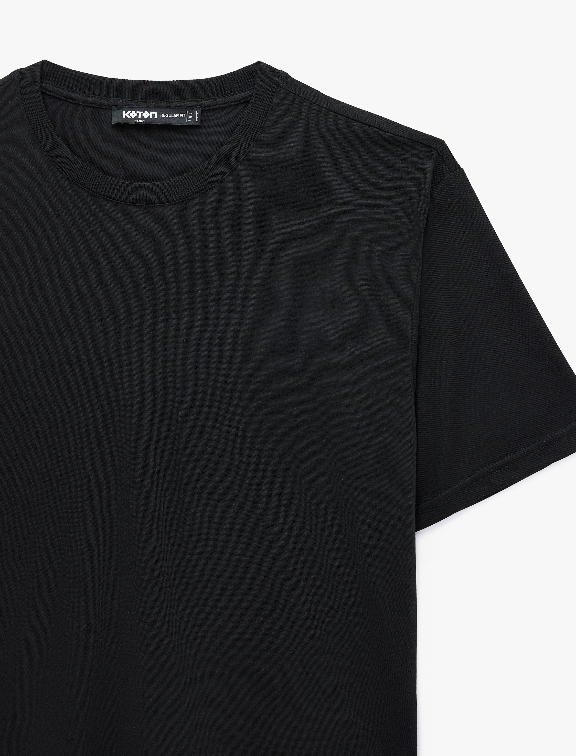   Regular Fit Viskon Karışımlı Kısa Kollu Bisiklet Yaka Basic Tişört