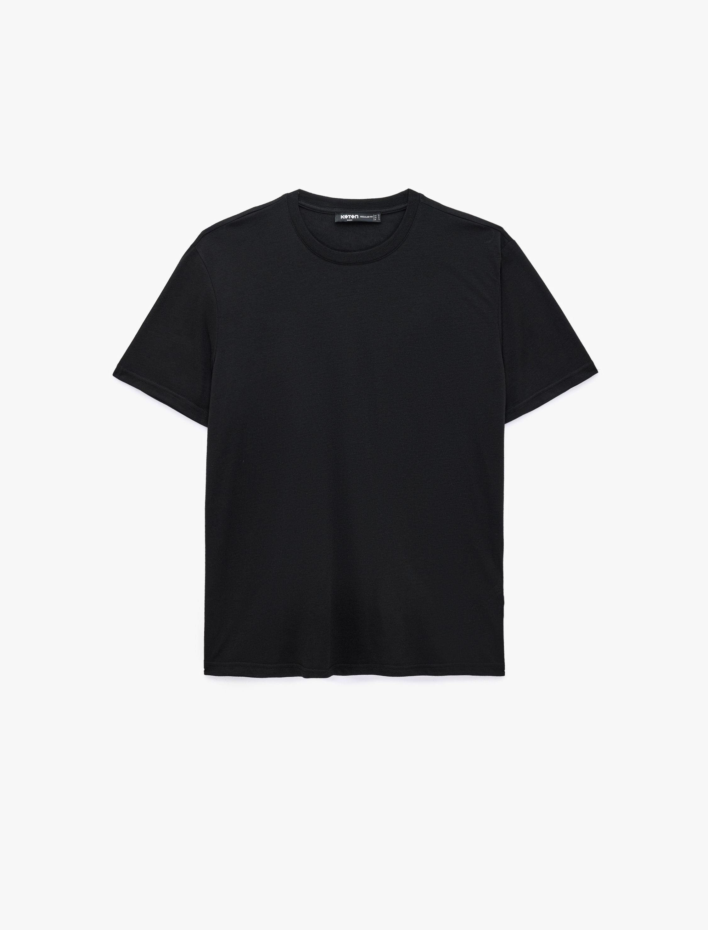   Regular Fit Viskon Karışımlı Kısa Kollu Bisiklet Yaka Basic Tişört