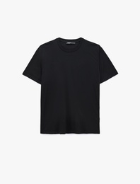 Regular Fit Viskon Karışımlı Kısa Kollu Bisiklet Yaka Basic Tişört