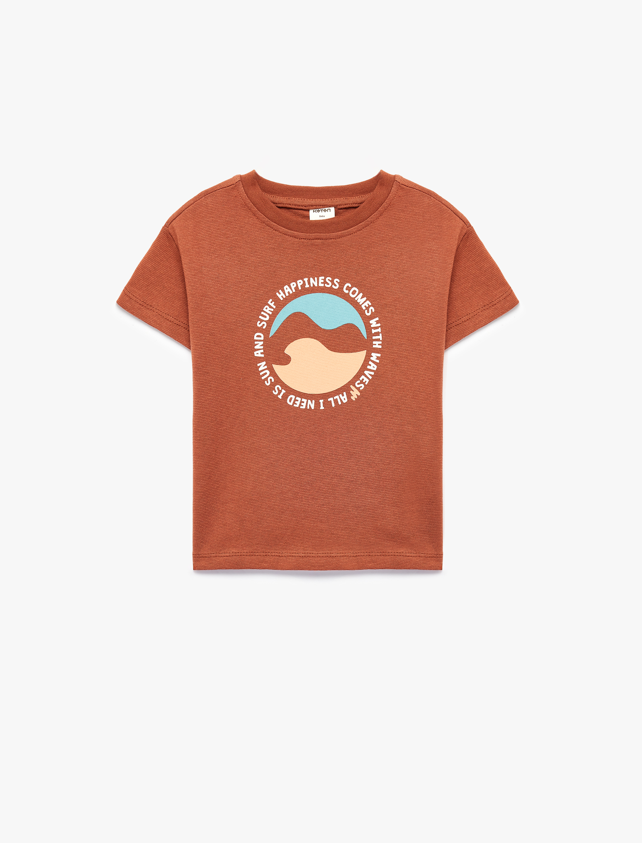  Erkek Bebek Pamuklu Kısa Kollu Bisiklet Yaka Baskılı Tişört