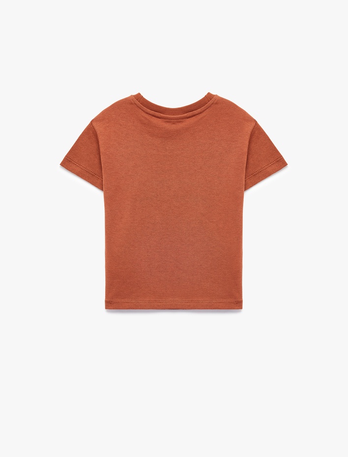 Erkek Bebek Pamuklu Kısa Kollu Bisiklet Yaka Baskılı Tişört