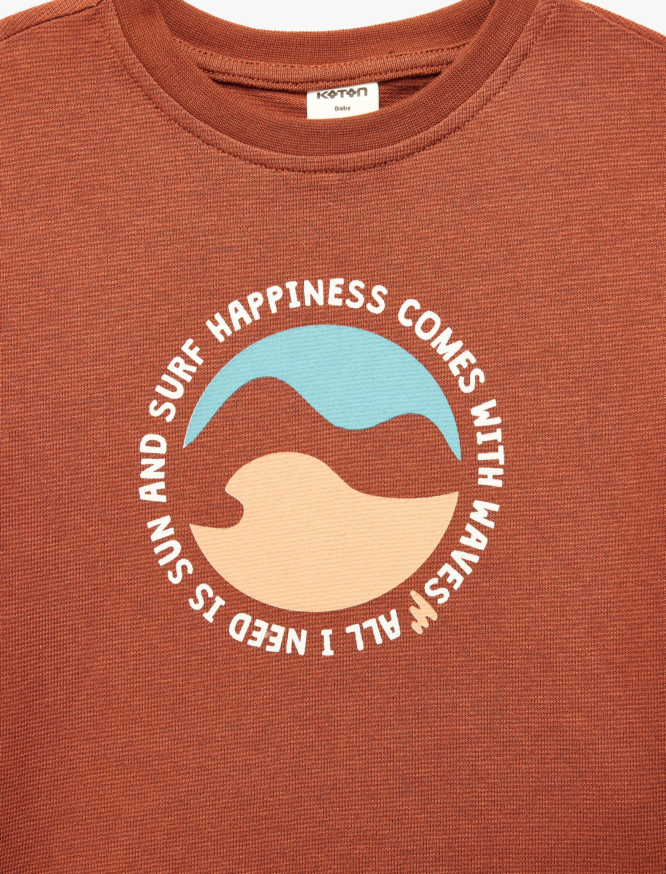  Erkek Bebek Pamuklu Kısa Kollu Bisiklet Yaka Baskılı Tişört