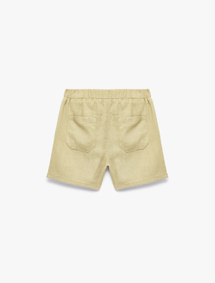 Erkek Bebek Viskon ve Keten Karışımlı Cep Detaylı Düğmeli Şort